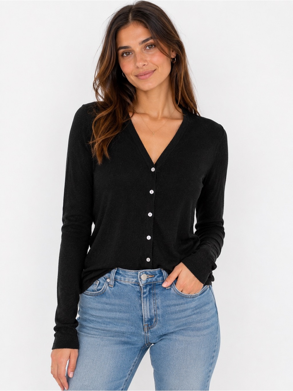 Anthropologie Black Shimmer Knit Cardigan